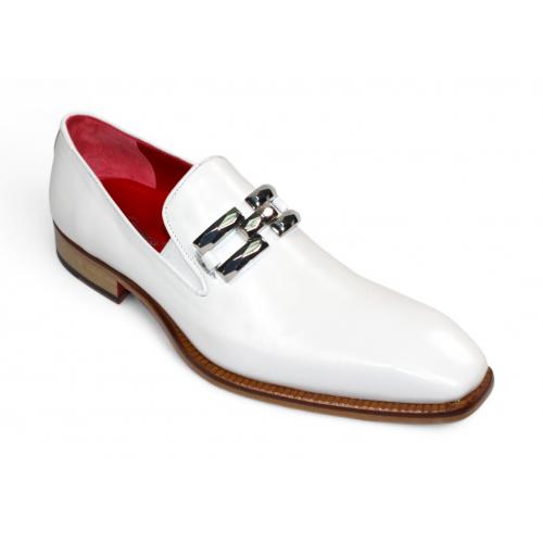 Emilio Franco "Francesco" White Genuine Italian Calf Leather With Bracelet Loafers.